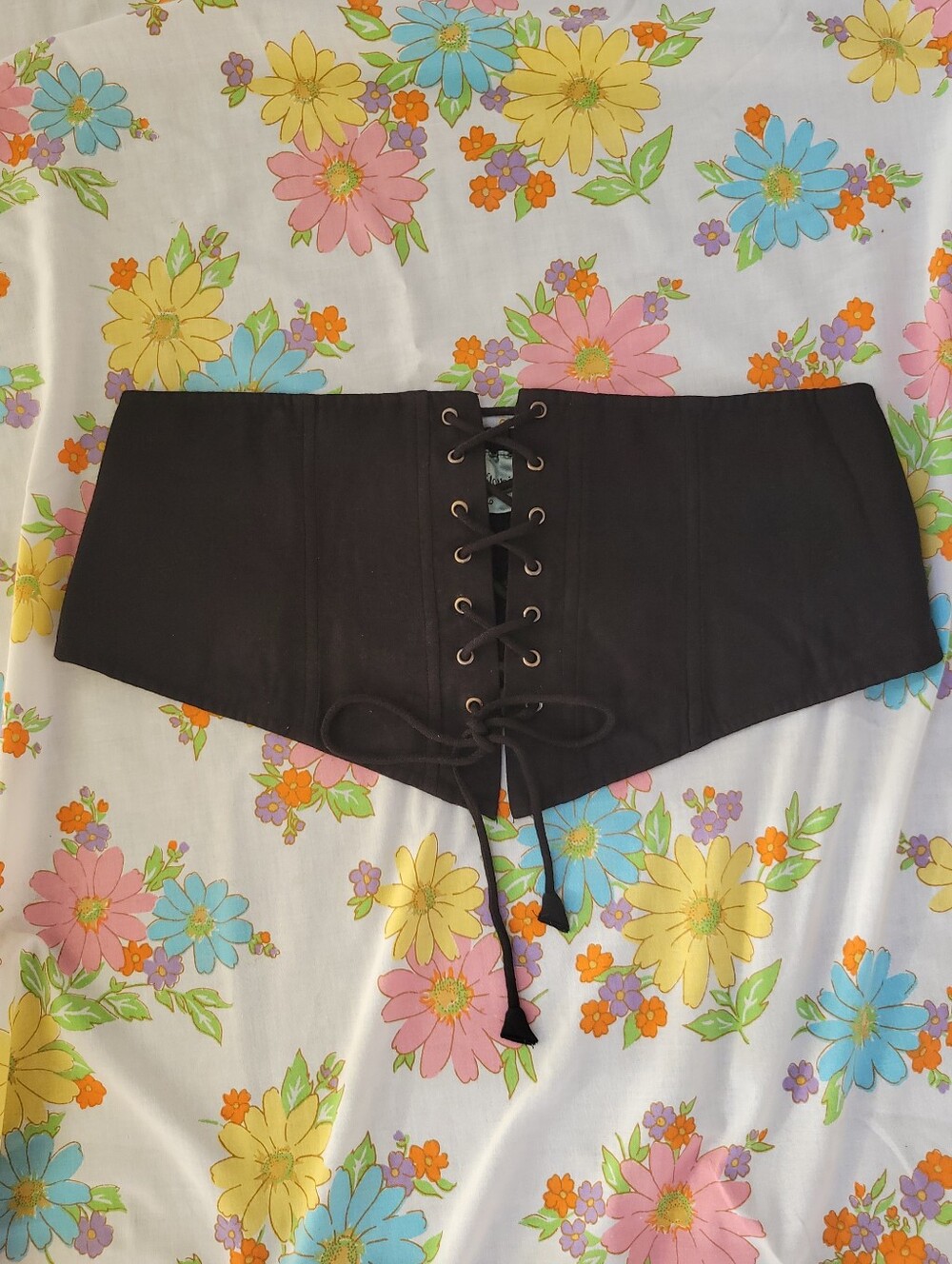 Holy Clothing Underbust Corset Black Lace-Up Waist